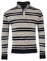 Baileys Sweat Half Zip Piqué Yarn Dyed Stripes Two-Tone Doubleface Trui Olive