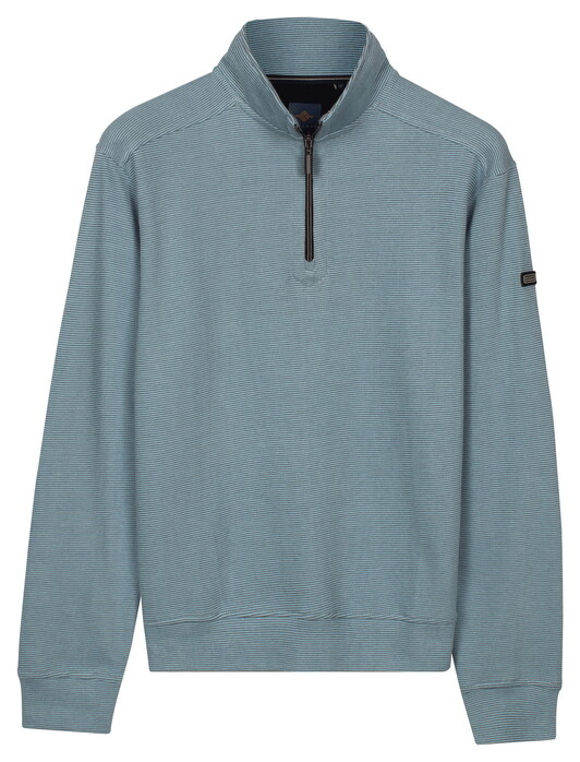 Baileys Sweat Half Zip Stripe Structure Jacquard Trui Sky Blue