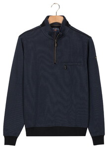 Baileys Sweat Half Zip Two Tone Jacquard Doubleface Interlock Pullover Navy