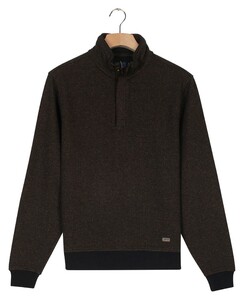 Baileys Sweat Half Zip Two-Tone Jacquard Doubleface Interlock Trui Donker Camel