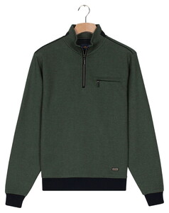 Baileys Sweat Half Zip Two Tone Jacquard Doubleface Interlock Trui Donker Groen