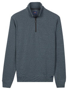 Baileys Sweat Half Zip Yarn Dyed Allover Pinstripe Interlock Pullover Indigo Blue