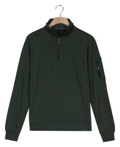 Baileys Sweat Half Zip Yarn Dyed Pinstripe Interlock Sleeve Zip Pocket Trui Dark Forest