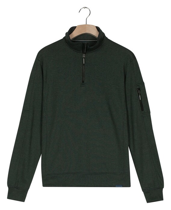 Baileys Sweat Half Zip Yarn Dyed Pinstripe Interlock Sleeve Zip Pocket Trui Dark Forest