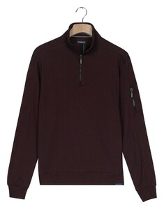 Baileys Sweat Half Zip Yarn Dyed Pinstripe Interlock Sleeve Zip Pocket Trui Mauve