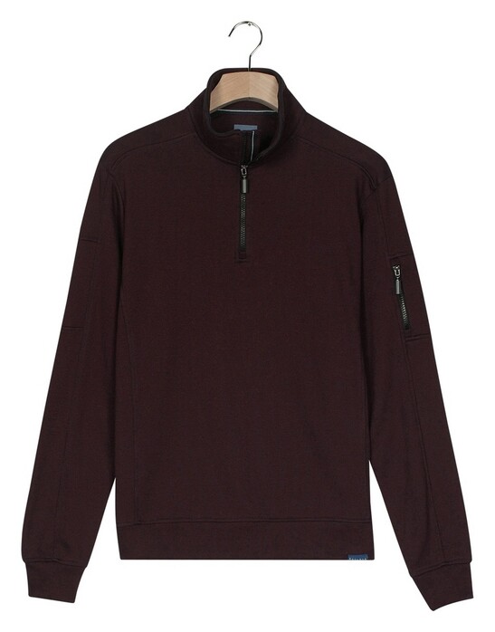 Baileys Sweat Half Zip Yarn Dyed Pinstripe Interlock Sleeve Zip Pocket Trui Mauve