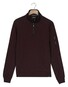Baileys Sweat Half Zip Yarn Dyed Pinstripe Interlock Sleeve Zip Pocket Trui Mauve