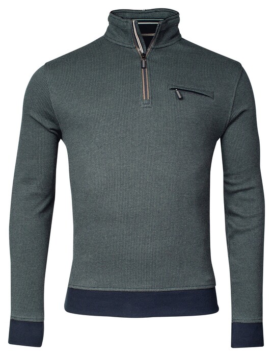 Baileys Sweat Halfzip 2-Tone Jacquard Trui Misty Green