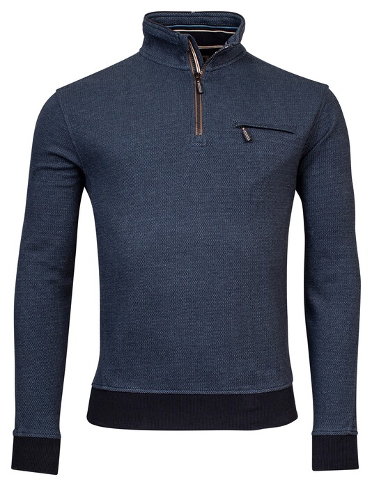 Baileys Sweat Halfzip 2-Tone Jacquard Trui Raf Blue