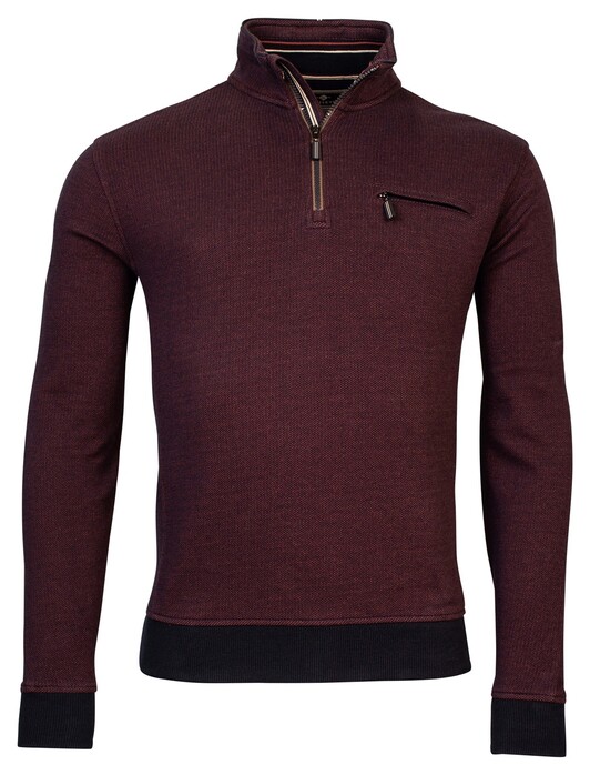Baileys Sweat Halfzip 2-Tone Jacquard Trui Stone Red
