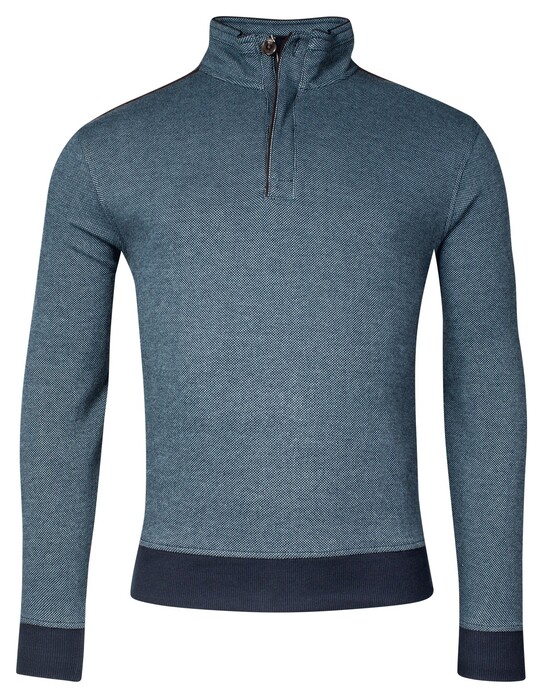 Baileys Sweat Halfzip Jacquard Doubleface Interlock Trui Adriatic Blue
