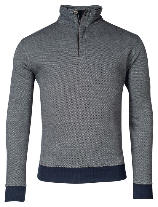 Baileys Sweat Halfzip Jacquard Doubleface Interlock Trui Beige