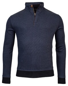 Baileys Sweat Halfzip Jacquard Doubleface Interlock Trui Denim Blue