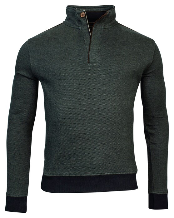 Baileys Sweat Halfzip Jacquard Doubleface Interlock Trui Misty Green