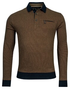 Baileys Sweat Polo Collar Buttons Two-Tone Jacquard Trui Donker Goud