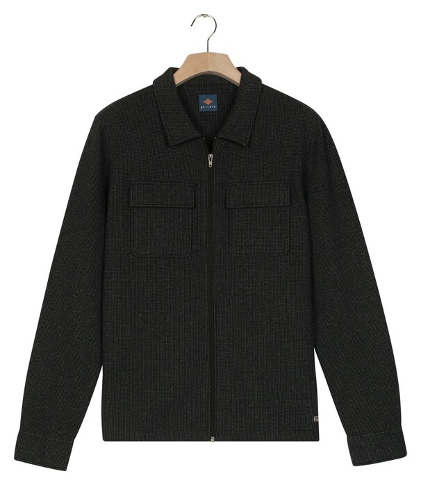 Baileys Sweat Polo Zip Collar Two-Tone Fine Texture Pattern Jacquard Vest Dark Forest