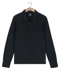 Baileys Sweat Polo Zip Collar Two-Tone Fine Texture Pattern Jacquard Vest Navy