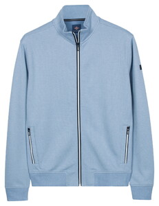Baileys Sweat Texture Zip Yarn Dyed Jacquard Interlock Cardigan Riviera Blue