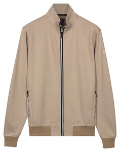 Baileys Sweat Texture Zip Yarn Dyed Jacquard Interlock Cardigan Sand