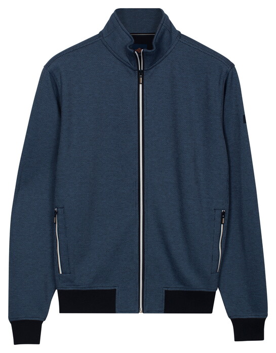 Baileys Sweat Texture Zip Yarn Dyed Jacquard Interlock Vest Navy