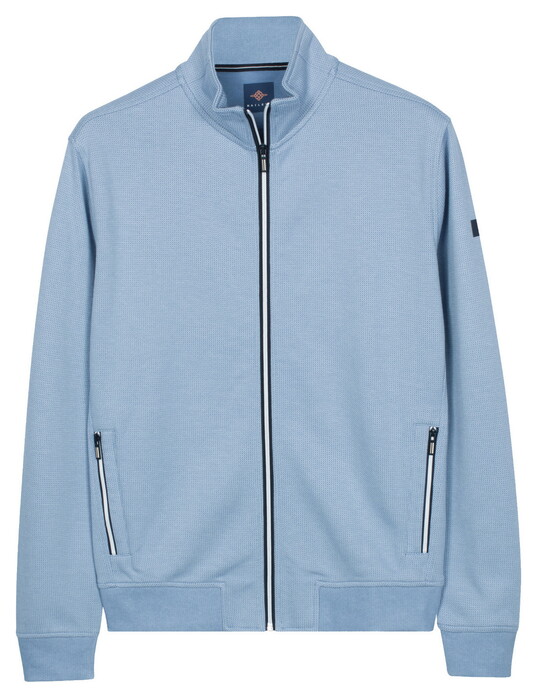 Baileys Sweat Texture Zip Yarn Dyed Jacquard Interlock Vest Riviera Blue