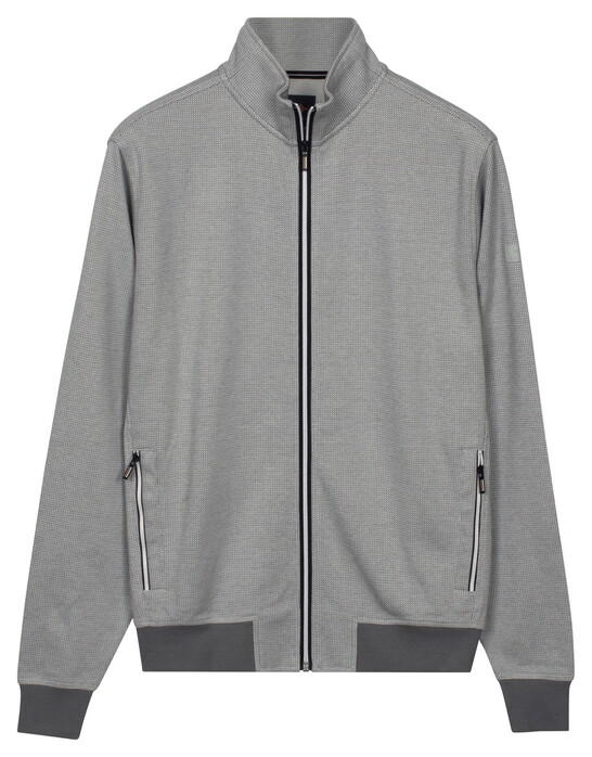 Baileys Sweat Texture Zip Yarn Dyed Jacquard Interlock Vest Soft Grey