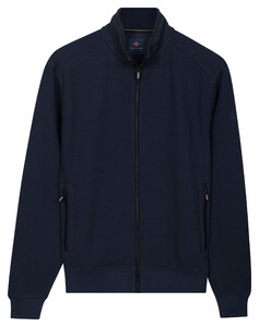 Baileys Sweat Zip Texture Jacquard Doubleface Cardigan Dark Blue