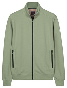 Baileys Sweat Zip Texture Jacquard Doubleface Cardigan Misty Green