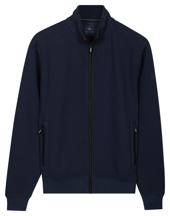 Baileys Sweat Zip Texture Jacquard Doubleface Vest Dark Blue