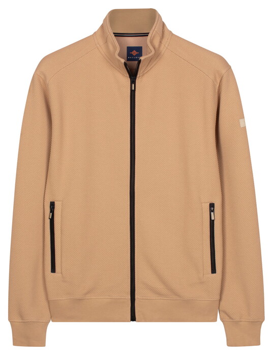 Baileys Sweat Zip Texture Jacquard Doubleface Vest Zand