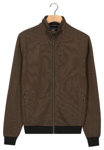 Baileys Sweat Zip Two-Tone Jacquard Doubleface Interlock Cardigan Coffee Brown