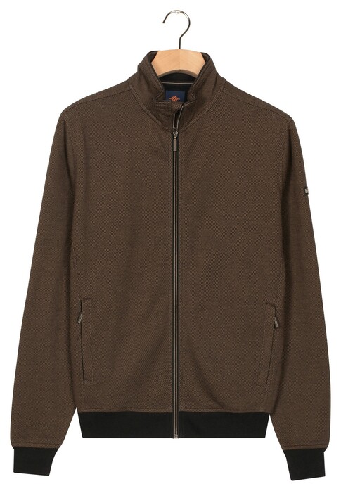 Baileys Sweat Zip Two-Tone Jacquard Doubleface Interlock Cardigan Coffee Brown