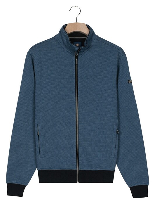 Baileys Sweat Zip Two-Tone Jacquard Doubleface Interlock Vest Dark Denim Blue