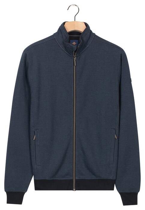 Baileys Sweat Zip Two-Tone Jacquard Doubleface Interlock Vest Navy