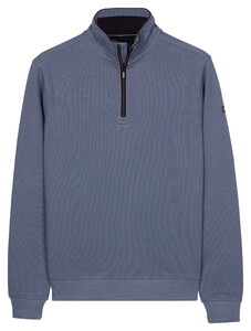 Baileys Sweatshirt Half Zip 2-Tone Jacquard Sueded Doubleface Interlock Trui Midden Blauw