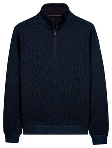 Baileys Sweatshirt Half Zip 2-Tone Jacquard Sueded Doubleface Interlock Trui Navy