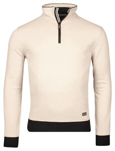 Baileys Sweatshirt Half Zip 2-Tone Oxford Doubleface Jacquard Interlock Pullover Beige