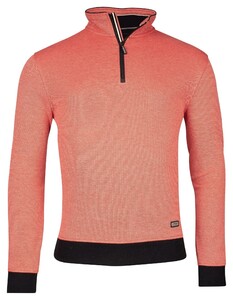 Baileys Sweatshirt Half Zip 2-Tone Oxford Doubleface Jacquard Interlock Trui Coral
