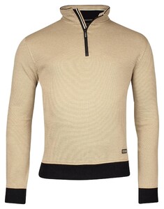 Baileys Sweatshirt Half Zip 2-Tone Oxford Doubleface Jacquard Interlock Trui Deep Sand