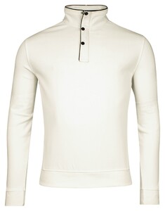 Baileys Sweatshirt Half Zip Buttons Fine Piqué Pullover Marshmallow