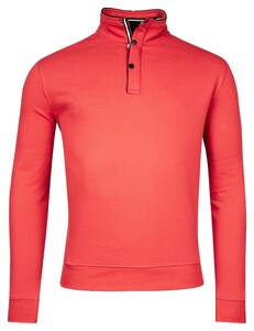 Baileys Sweatshirt Half Zip Buttons Fine Piqué Trui Coral