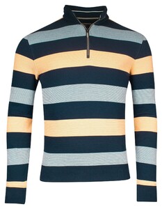 Baileys Sweatshirt Half Zip Doubleface Yarn-Dyed Two Tone Stripes Trui Mid Orange