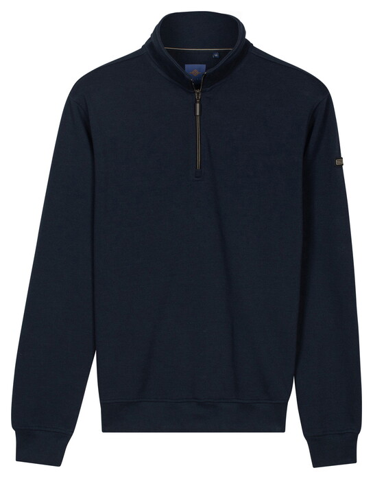 Baileys Sweatshirt Half Zip Heavy Piqué Structure Trui Dark Blue