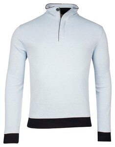 Baileys Sweatshirt Half Zip Oxford Doubleface Jacquard Interlock Pullover Pastel Blue