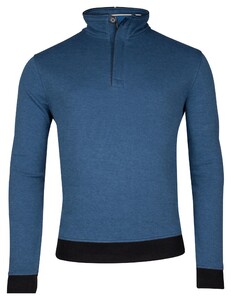 Baileys Sweatshirt Half Zip Oxford Doubleface Jacquard Interlock Trui Dark Blue