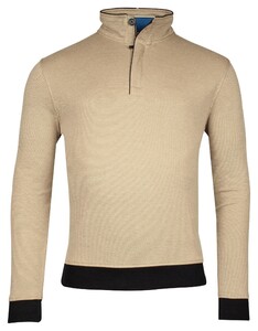 Baileys Sweatshirt Half Zip Oxford Doubleface Jacquard Interlock Trui Deep Sand