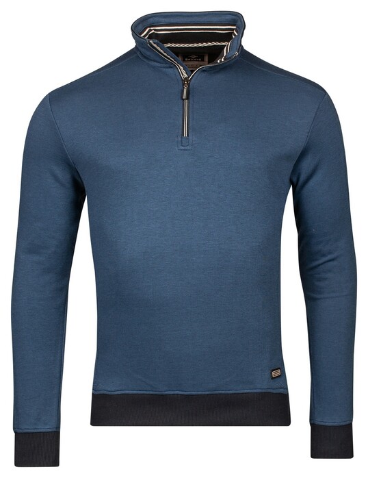 Baileys Sweatshirt Half Zip Pinstripe Interlock Trui Deep Denim Blue