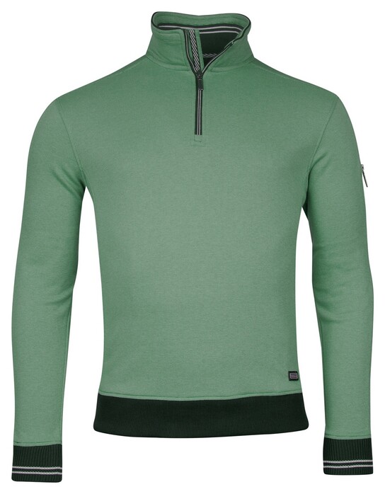 Baileys Sweatshirt Half Zip Pinstripe Interlock Trui Olijf Groen