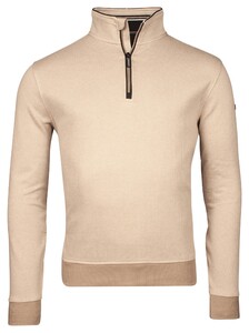 Baileys Sweatshirt Half Zip Two Tone Texture Jacquard Interlock Pullover Cashew