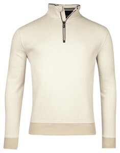 Baileys Sweatshirt Half Zip Two Tone Texture Jacquard Interlock Trui Beige